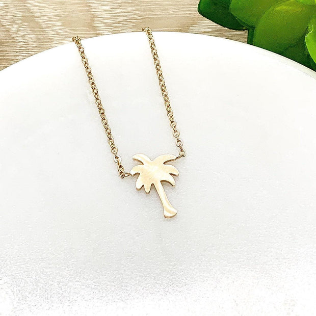 Tiny Palm Tree Necklace, Tropical Necklace, Ocean Lover Gift, Beach Jewelry, Palm Tree Jewelry, Coastal Necklace, Seascape Necklace