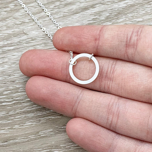 Open Circle Necklace, Karma Necklace, Promise Necklace, Simple Circular Pendant, Dainty Necklace, Daughter Gift, Bridal Gift, Bridesmaid