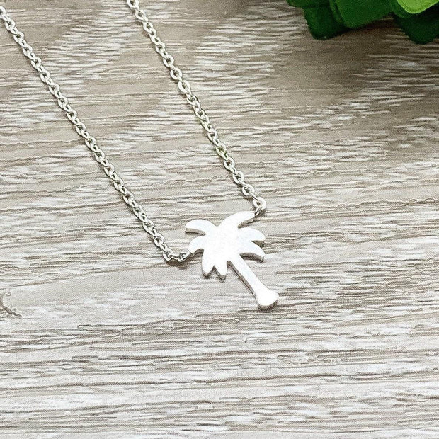 Tiny Palm Tree Necklace, Tropical Necklace, Ocean Lover Gift, Beach Jewelry, Palm Tree Jewelry, Coastal Necklace, Seascape Necklace