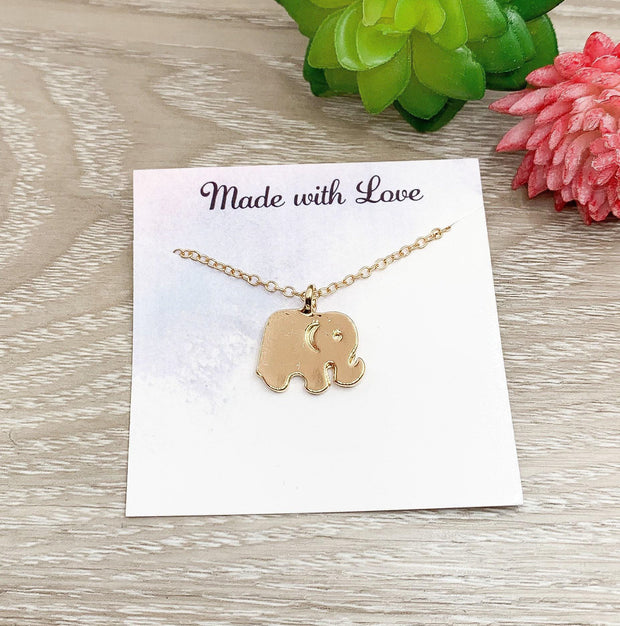 Tiny Elephant Necklace, Lucky Necklace, Safari Jewelry, Animal Lover Gift, Good Luck Necklace, Zoology Jewelry, Birthday Gift for Friend