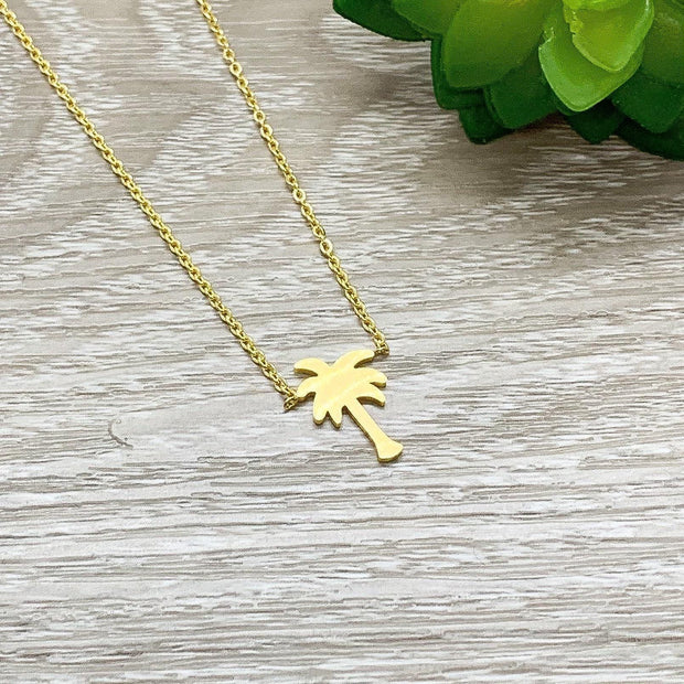 Tiny Palm Tree Necklace, Tropical Necklace, Ocean Lover Gift, Beach Jewelry, Palm Tree Jewelry, Coastal Necklace, Seascape Necklace