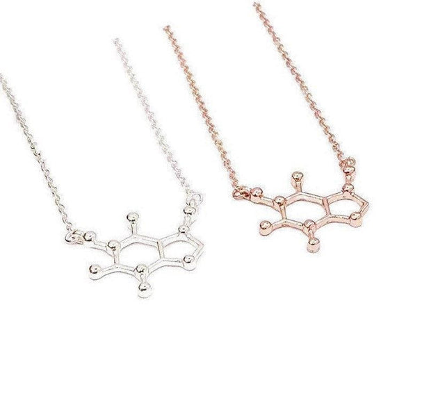 Caffeine Necklace Rose Gold, Molecular Jewelry, Coffee Lover Gift, Mom Friend Gift, Motherhood Jewelry, Layering Necklace, Sister Christmas