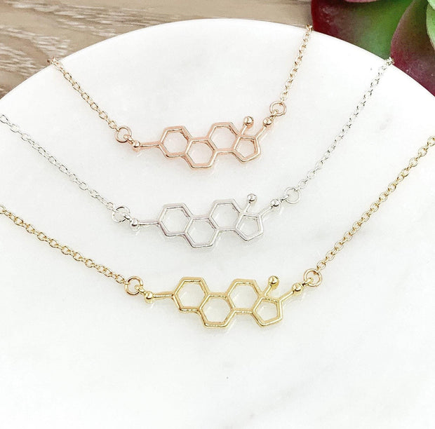 Estrogen Necklace, Molecular Jewelry, Motherhood Gift, Feminist Necklace, Women Jewelry, Empowerment Gift, Molecule Structure