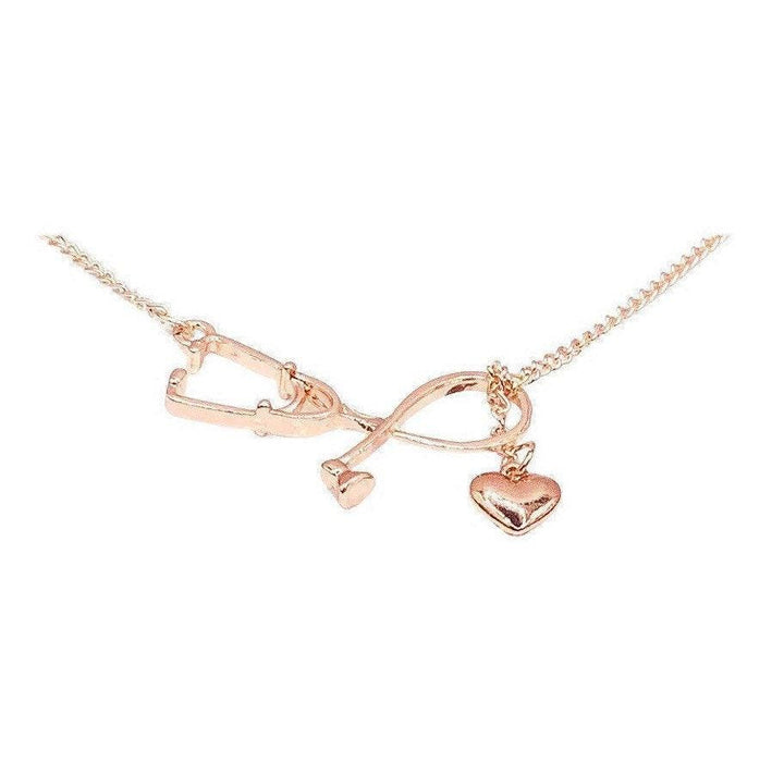 Collier stéthoscope en or rose, bijou infirmière, collier d'infirmière, cadeau pour médecin, cadeau pour étudiant en médecine, cadeau pour jeune diplômé, cadeau de remerciement