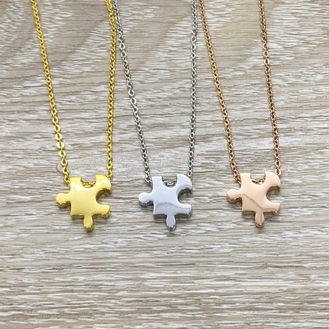 Collier puzzle, pendentif unique en forme de pièce de puzzle, bijou pour l'autisme, cadeau pour une maman d'enfant autiste, cadeau pour un enseignant spécialisé