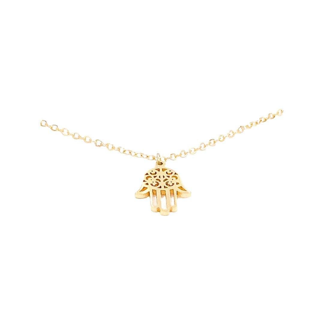 Collier Main de Hamsa en or, cadeau de protection, bijou spirituel, collier Main de Fatima, cadeau de Hanoukka pour elle, porte-bonheur d'énergie positive