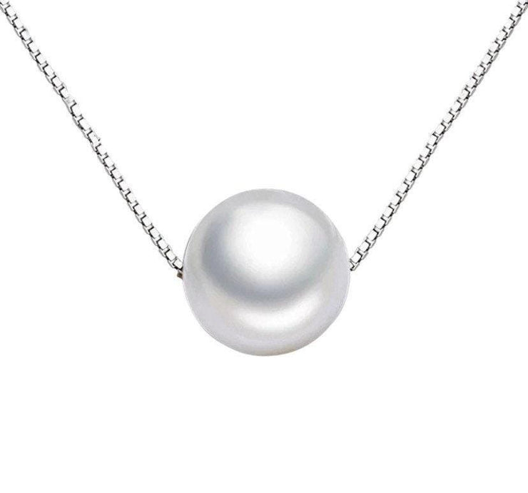 Single Floating Pearl Necklace, Pearl Pendant, Minimalist Necklace, Bridal Necklace, Wedding Jewelry, Bridesmaid Gift, Gift for Mama