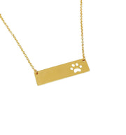 Bar with Paw Print Necklace, Dog Lover Necklace, Cat Lover Gift, Dog Owner Gift, Dog Mom Gift, Cat Memorial Gift, Loss of Pet Keepsake