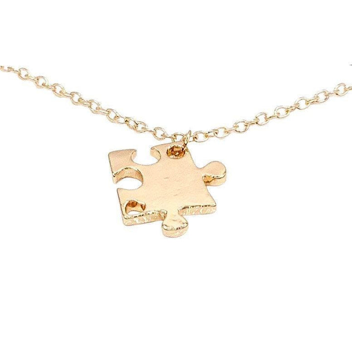 Ensemble de 4 colliers puzzle, pendentifs en forme de pièce de puzzle, bijoux puzzle dorés, cadeau de sensibilisation à l'autisme, cadeaux assortis pour meilleures amies