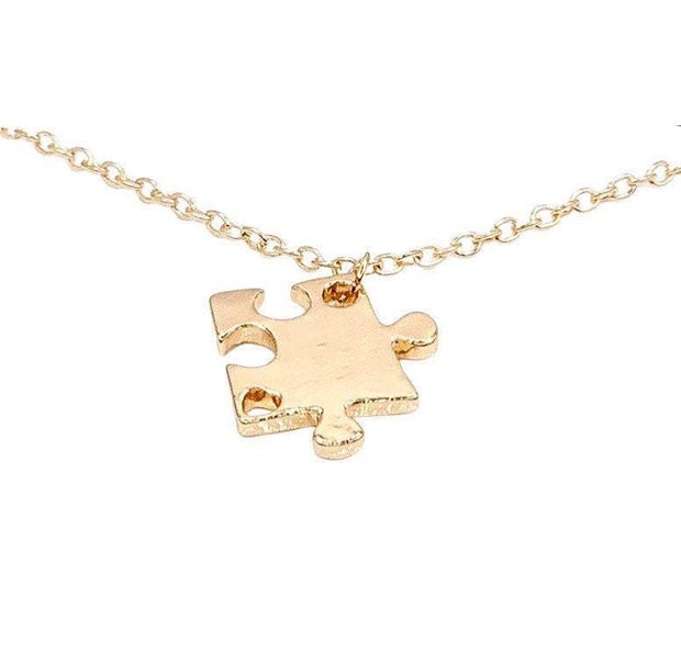 Puzzle Necklace Set for 4, Puzzle Piece Pendant, Gold Interlocking Puzzle Jewelry, Autism Awareness Gift, Matching Best Friend Gifts