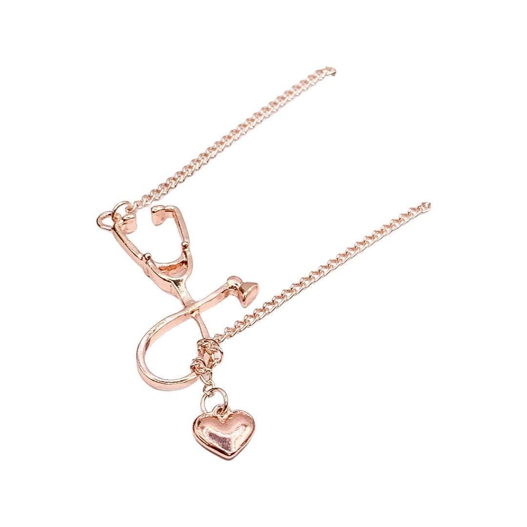 Collier stéthoscope en or rose, bijou infirmière, collier d'infirmière, cadeau pour médecin, cadeau pour étudiant en médecine, cadeau pour jeune diplômé, cadeau de remerciement