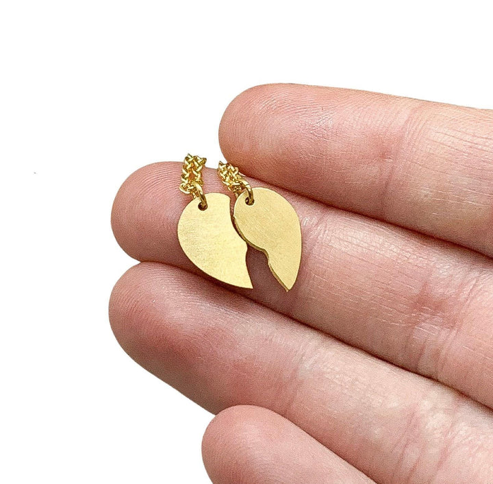 Ensemble de 2 petits cœurs brisés, colliers d'amitié assortis, cadeau pour meilleure amie, cadeau pour petite sœur, cadeau d'anniversaire pour grande sœur, collier entrelacé