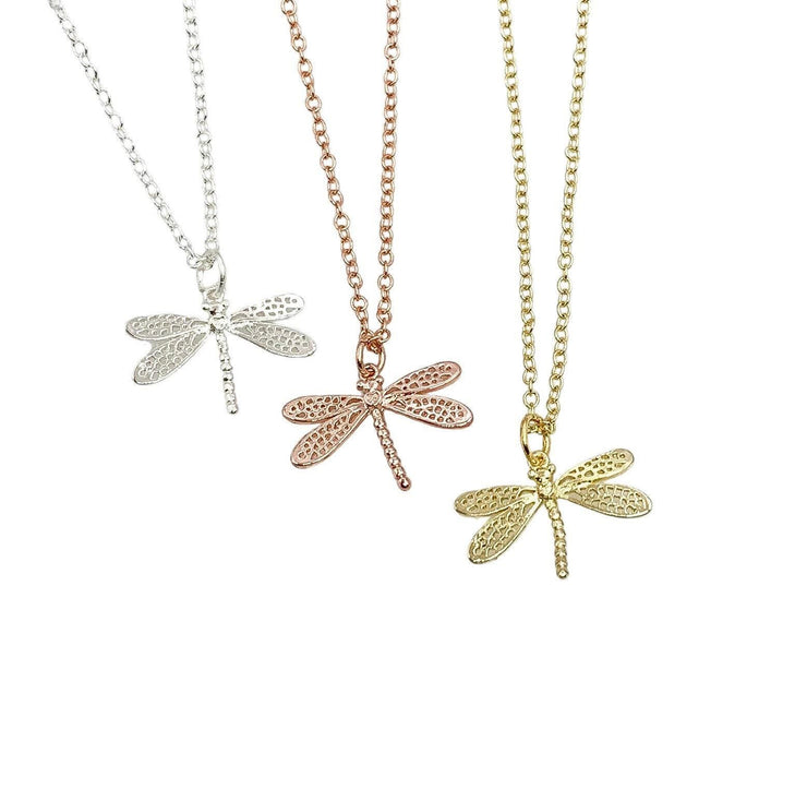 Dragonfly Necklace Rose Gold, Dragonfly Jewelry, Gift for Insect Lovers, Bug Necklace, Spring Jewelry, Outdoors Lover, Dainty Necklace