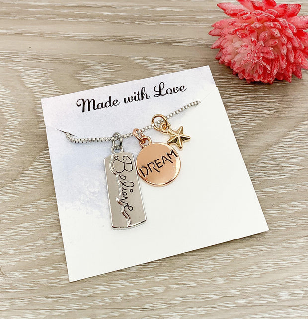 Dream Necklace, Inspirational Gift, Believe Necklace, Spiritual Necklace, Motivational Gift, Uplifting Jewelry, Gift for Friend, Christmas