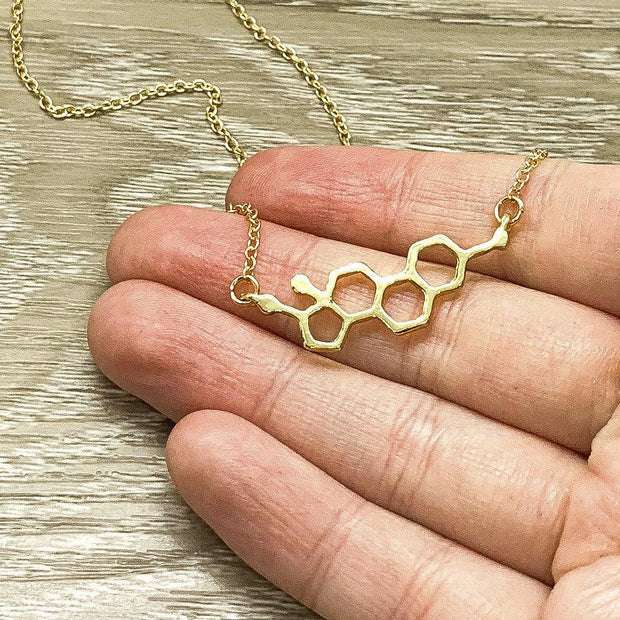 Estrogen Necklace, Molecular Jewelry, Motherhood Gift, Feminist Necklace, Women Jewelry, Empowerment Gift, Molecule Structure