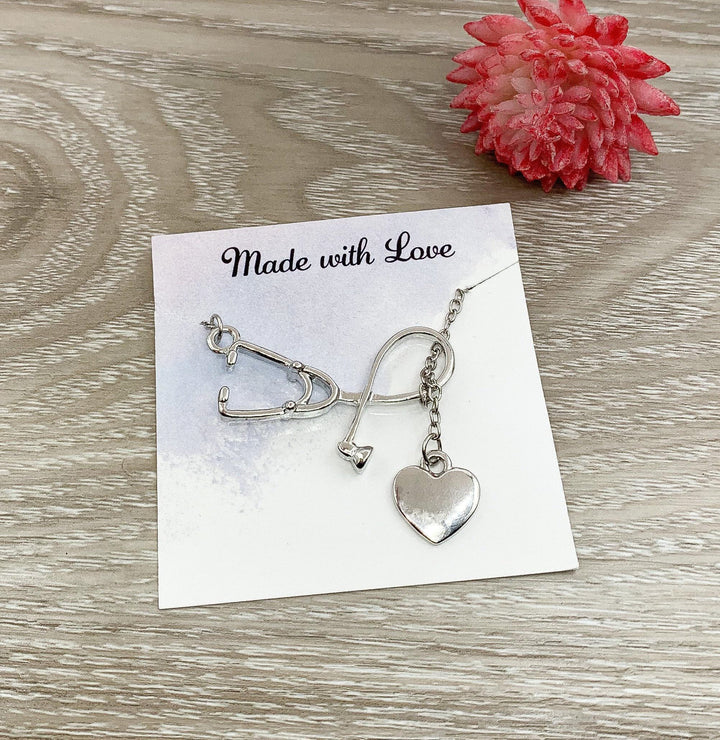 Collier stéthoscope en or rose, bijou infirmière, collier d'infirmière, cadeau pour médecin, cadeau pour étudiant en médecine, cadeau pour jeune diplômé, cadeau de remerciement