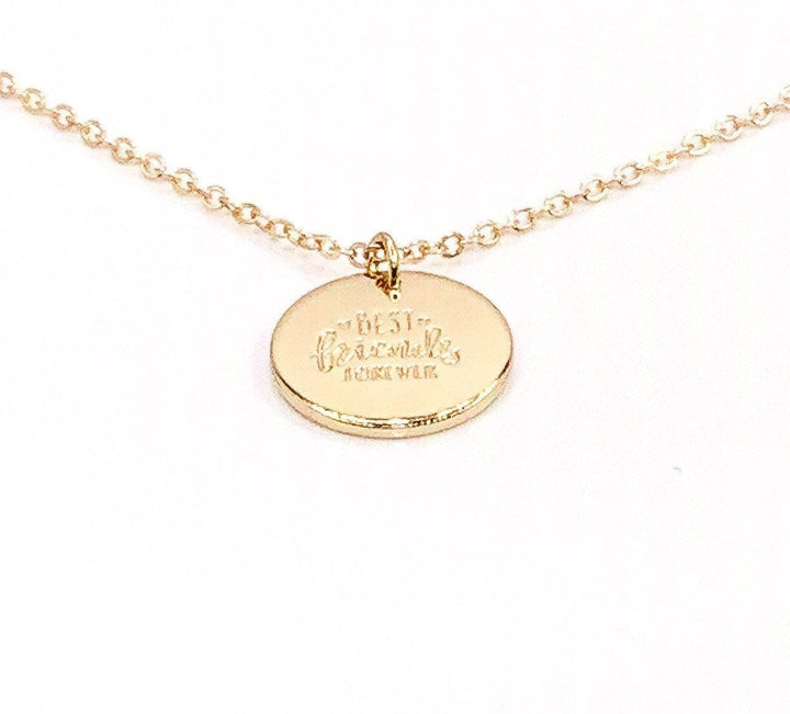 Best Friends Forever Necklace, Minimalist Jewelry, Gift for Best Friend, Bonus Sister Necklace, Bridesmaid Gift, Simple Engraved Pendant