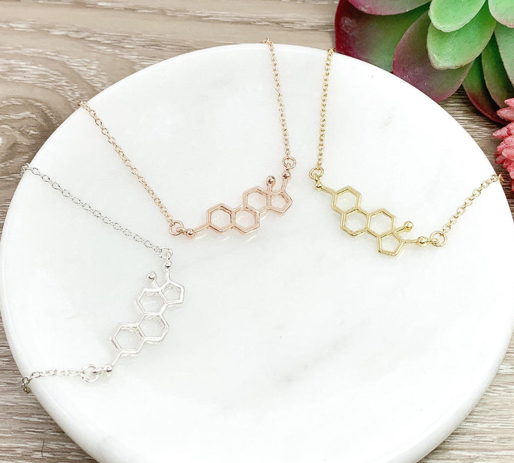 Estrogen Necklace, Molecular Jewelry, Motherhood Gift, Feminist Necklace, Women Jewelry, Empowerment Gift, Molecule Structure