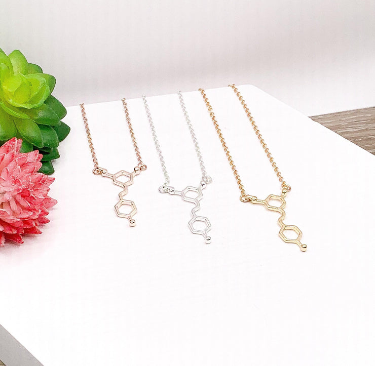 Resveratrol Molecule Necklace, Wine Lovers’ Gift, Science Necklace, Molecular Jewelry, Biology Necklace, Chemistry Gift, Women’s Necklace