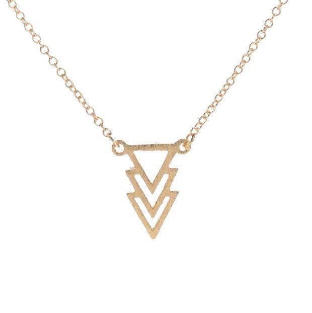 3 Arrows Necklace, Triple Arrows Pendant, Interlocking Triangles Necklace, Daughter Necklace, Dainty Necklace, Bridal Jewelry, Bridesmaid