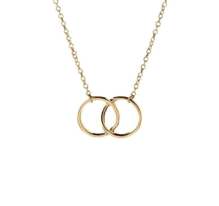 Collier Deux Cercles, Collier Double Cercle, Collier Cercles Entrelacés, Collier de Promesse, Collier Délicat, Bijou de Mariée, Collier de Demoiselle d'Honneur