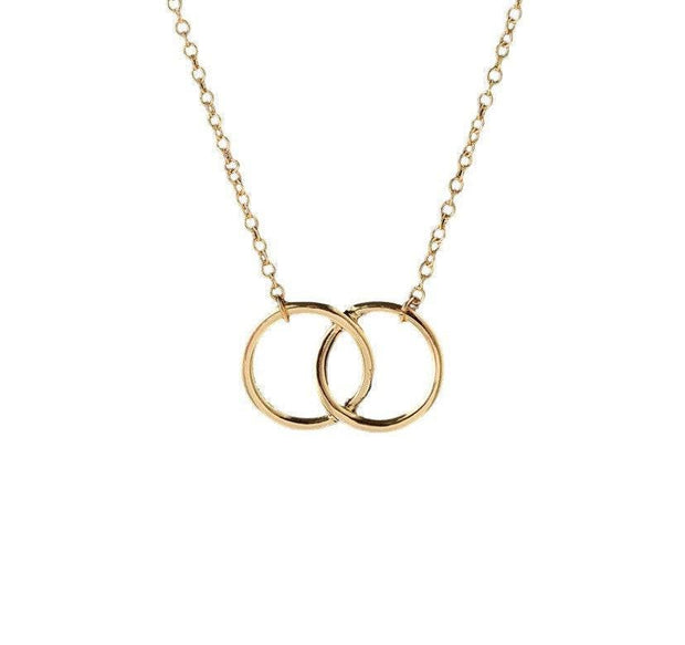 Two Circles Necklace, Double Circle, Interlocking Circles Necklace, Promise Necklace, Dainty Necklace, Bridal Jewelry, Bridesmaid Necklace