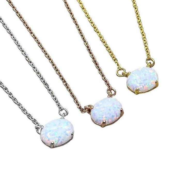 Collier en opale, collier ovale délicat, collier minimaliste, bijoux en opale, collier à superposer, collier pierre de naissance d'octobre