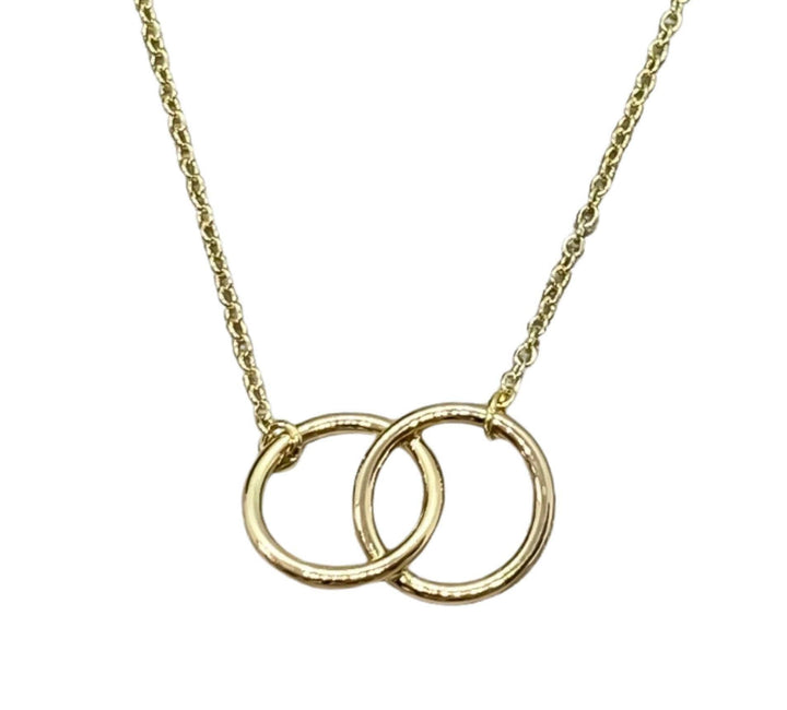 Collier Deux Cercles, Collier Double Cercle, Collier Cercles Entrelacés, Collier de Promesse, Collier Délicat, Bijou de Mariée, Collier de Demoiselle d'Honneur