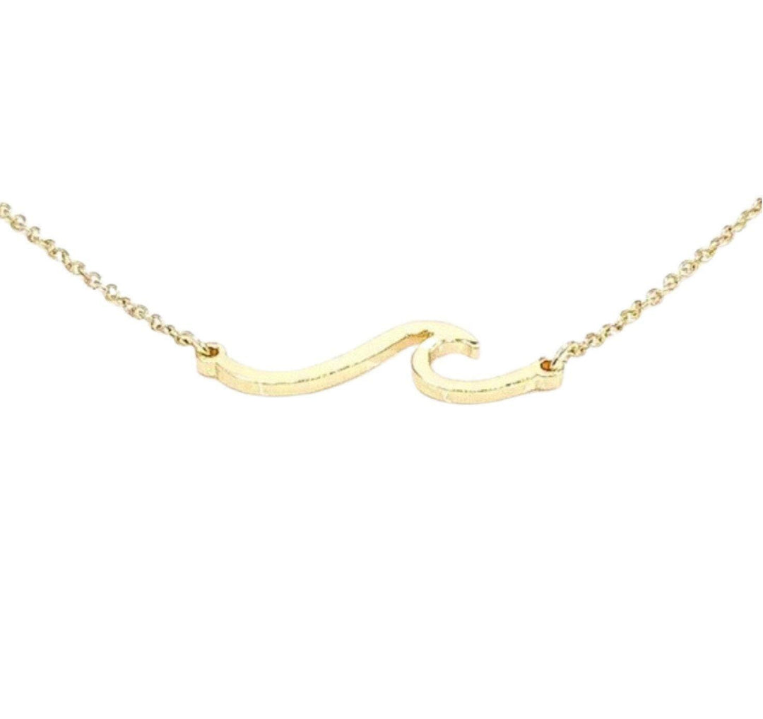 Collier vague simple, pendentif vague en or rose, collier effet vague, bijou minimaliste pour femme, collier surfeuse, bijou de plage, collier bohème