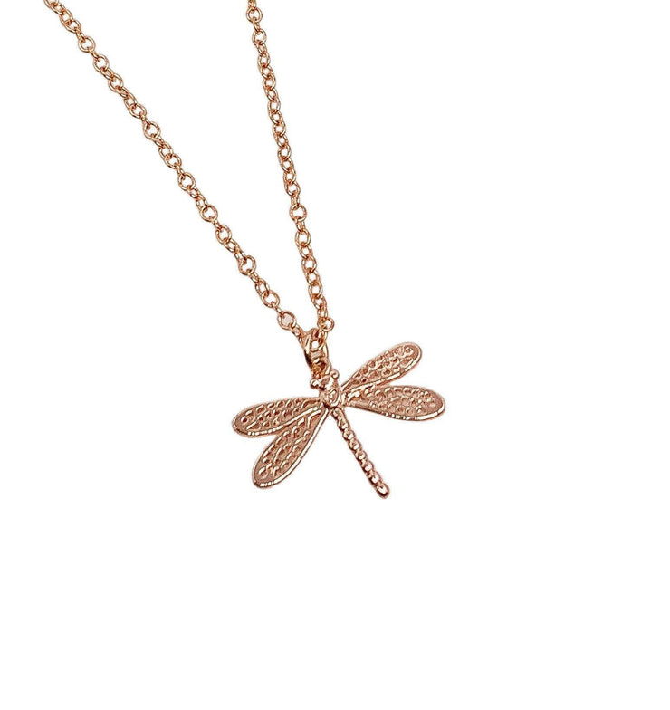 Dragonfly Necklace Rose Gold, Dragonfly Jewelry, Gift for Insect Lovers, Bug Necklace, Spring Jewelry, Outdoors Lover, Dainty Necklace