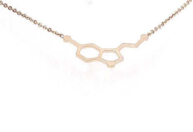 Rose Gold Serotonin Necklace, Molecular Jewelry, Molecule Pendant, Biology Necklace, Cheer Up Gift for Her, Stocking Stuffer for Women