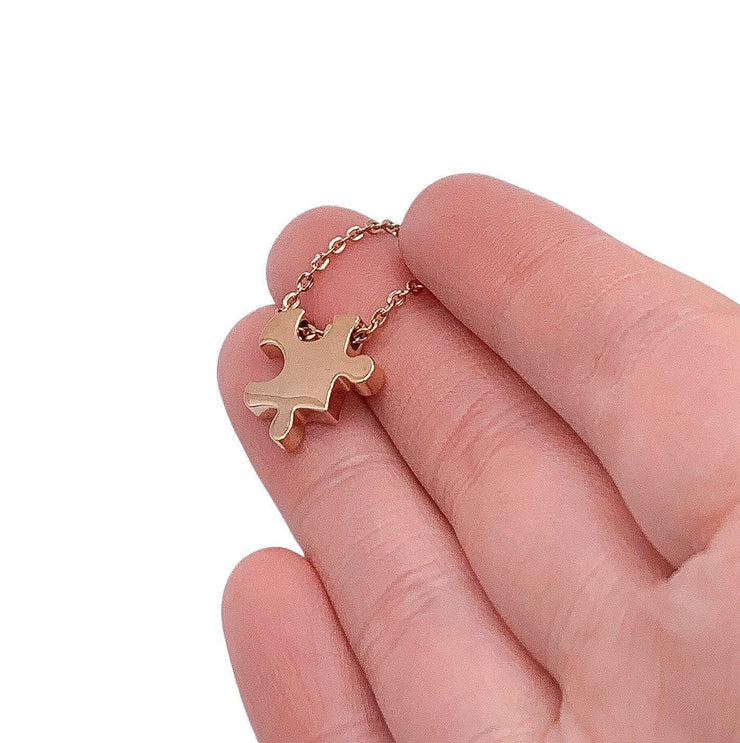 Puzzle Necklace, Unique Jigsaw Puzzle Piece Pendant, Autism Jewelry, Gift for Mom with Child on Spectrum, Special Ed Teacher Gift