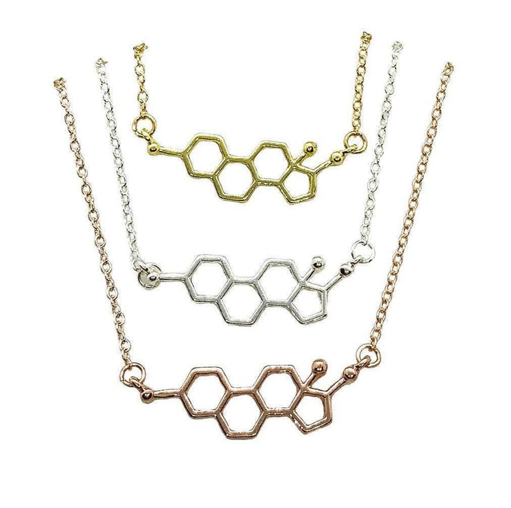 Estrogen Necklace, Molecular Jewelry, Motherhood Gift, Feminist Necklace, Women Jewelry, Empowerment Gift, Molecule Structure