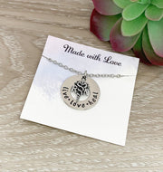 Registered Nurse Necklace, Live Love Heal, Nurse Appreciation Gift, RN Jewelry, Nursing is a Work of Heart, Nursing Student Gift