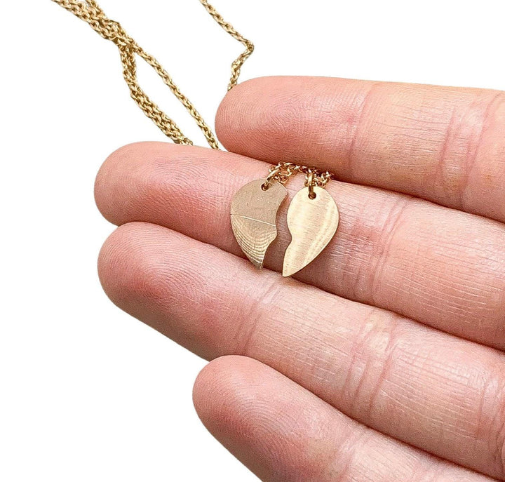 Ensemble de 2 petits cœurs brisés, colliers d'amitié assortis, cadeau pour meilleure amie, cadeau pour petite sœur, cadeau d'anniversaire pour grande sœur, collier entrelacé