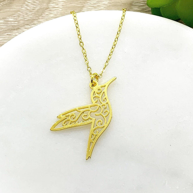 Hummingbird Necklace Rose Gold, Hummingbird Charm Necklace, Bird Gift, Wildlife Jewelry, Dainty Necklace, Summer Jewelry, Christmas Gift