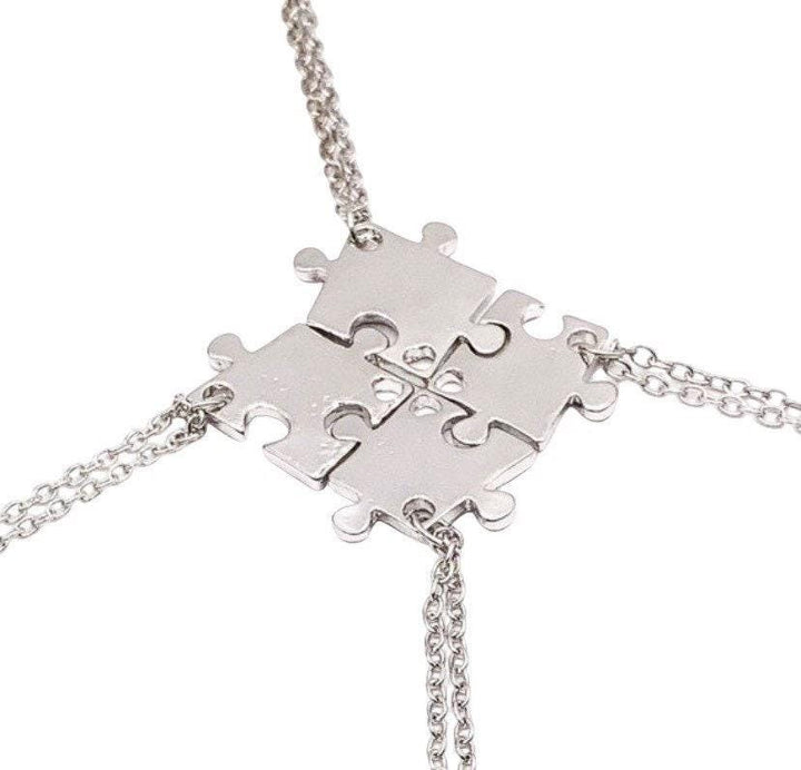 Ensemble de 4 colliers puzzle, pendentifs en forme de pièce de puzzle, bijoux puzzle dorés, cadeau de sensibilisation à l'autisme, cadeaux assortis pour meilleures amies