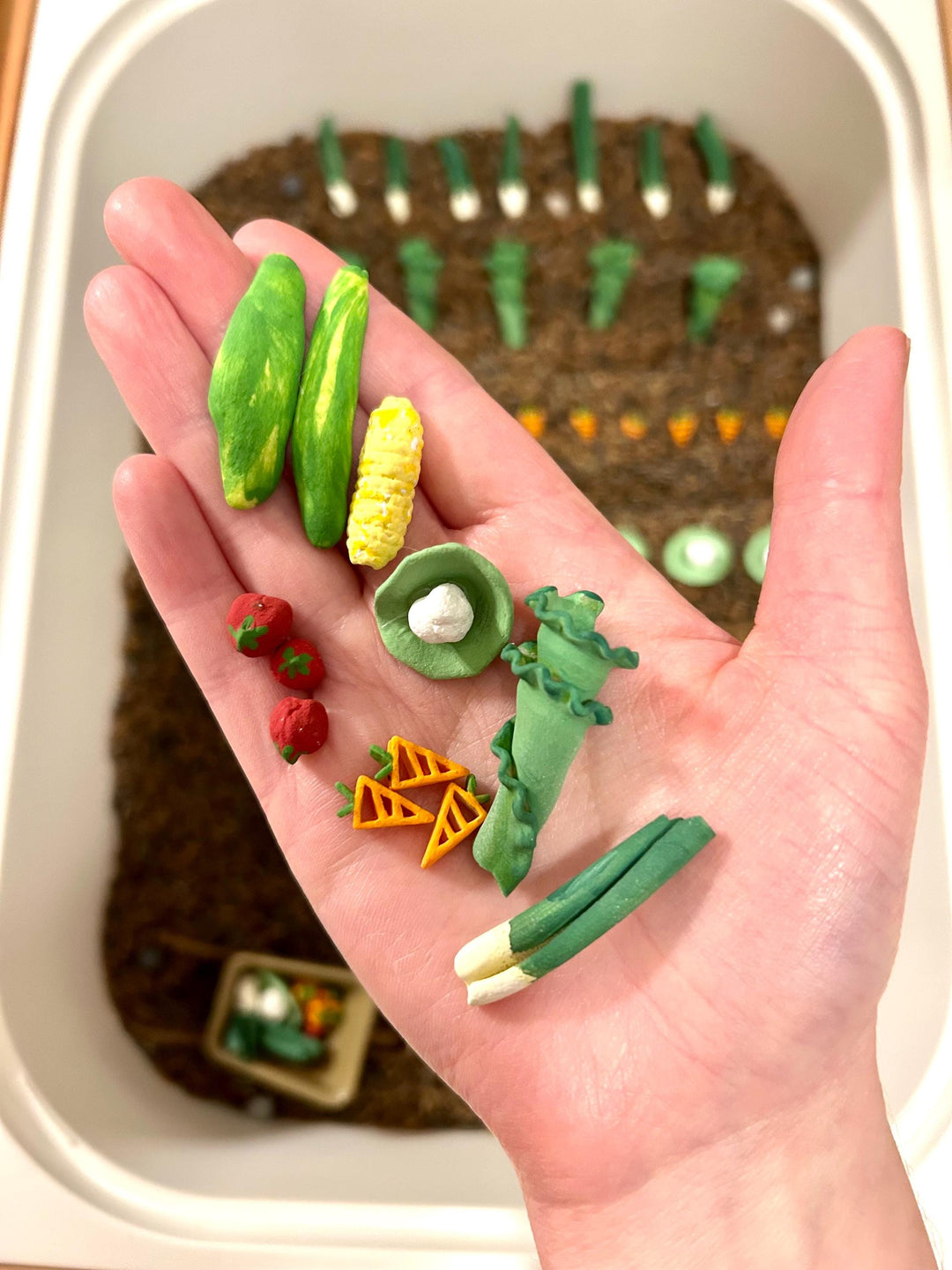 Fall Harvest Sensory Filler Mix | Vegetable Garden Theme | Rice, Chickpeas & Handpainted Pasta | Autumn Montessori Play Setup | Woodland Fun