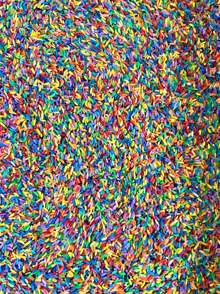 Rainbow Rice Sensory Bin Filler Mix | Colorful Dyed Rice for Montessori | Open-Ended Play – Bright Tuff Tray Filler | Calm Sensory Activity