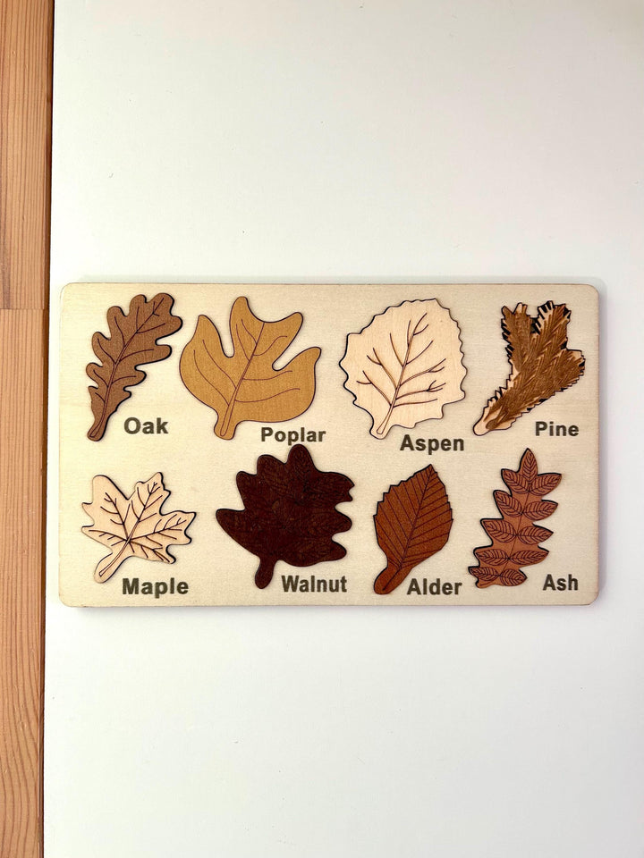 Wooden Leaf Puzzles | Fall Harvest Ressources | Montessori Nature Toy | Educational Toddler Activity | Fine Motor Skills | Preschool Tools