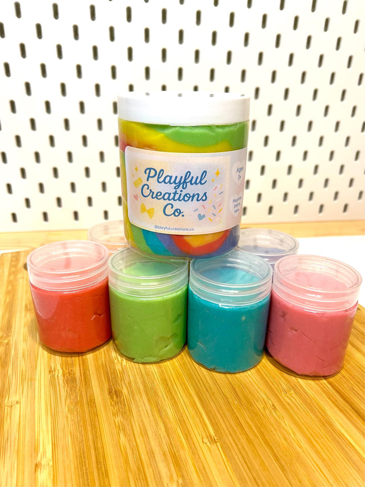 Colorful Handmade Playdough | Bright Rainbow Sensory Dough for Kids | Non-Toxic, Soft, Long-Lasting Play Dough | Custom Party Favors
