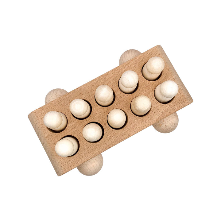 Natural Beechwood Wooden Bus with 10 Peg Dolls | Montessori Toy | Open-Ended Play | Waldorf Inspired Wooden Vehicle | Handmade Kids Gift