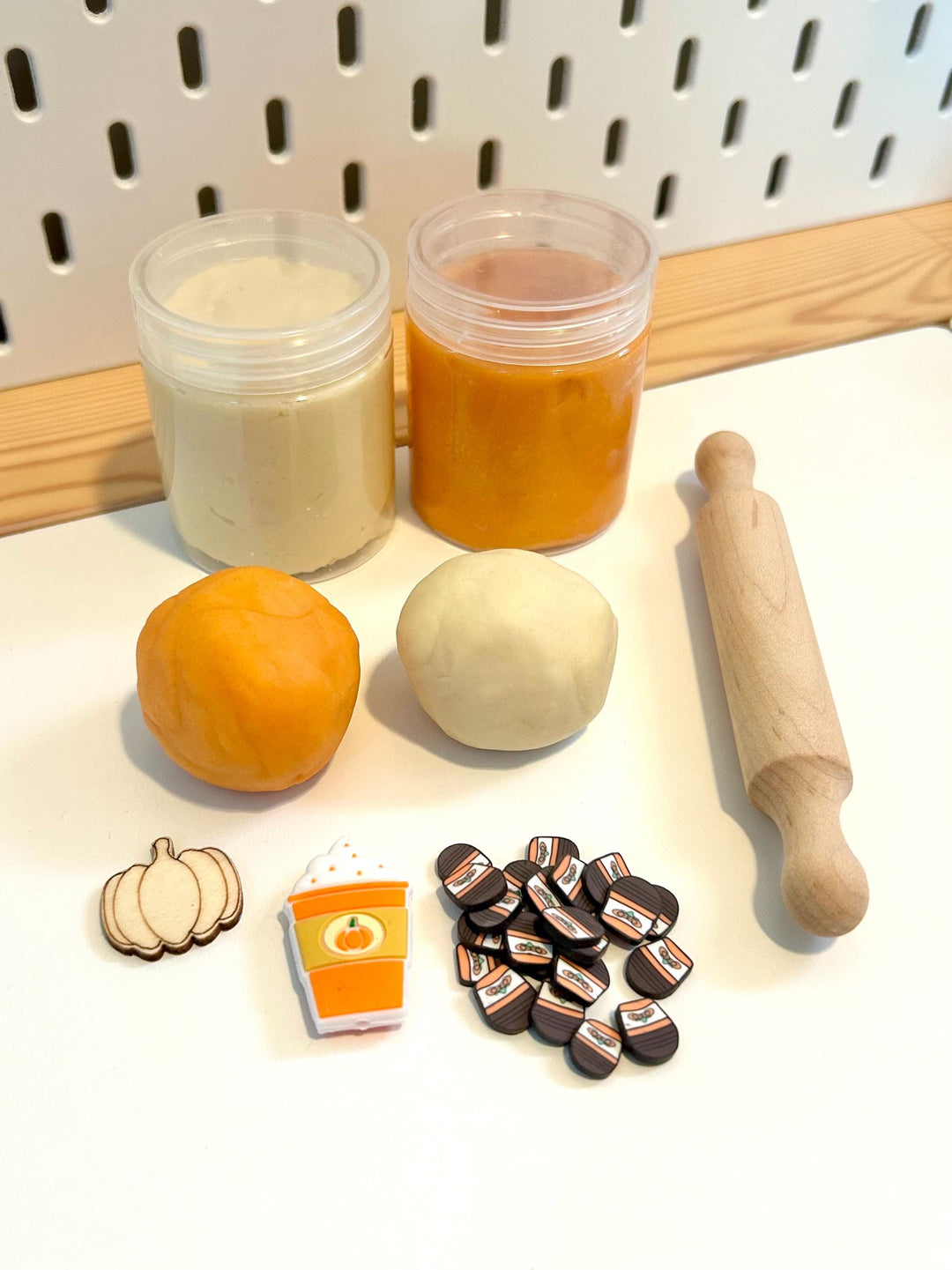 Candy Corn Fall-Themed Playdough Set | Autumn Sensory Dough Kit | Handmade Non-Toxic Playdough with Loose Parts | Montessori Play