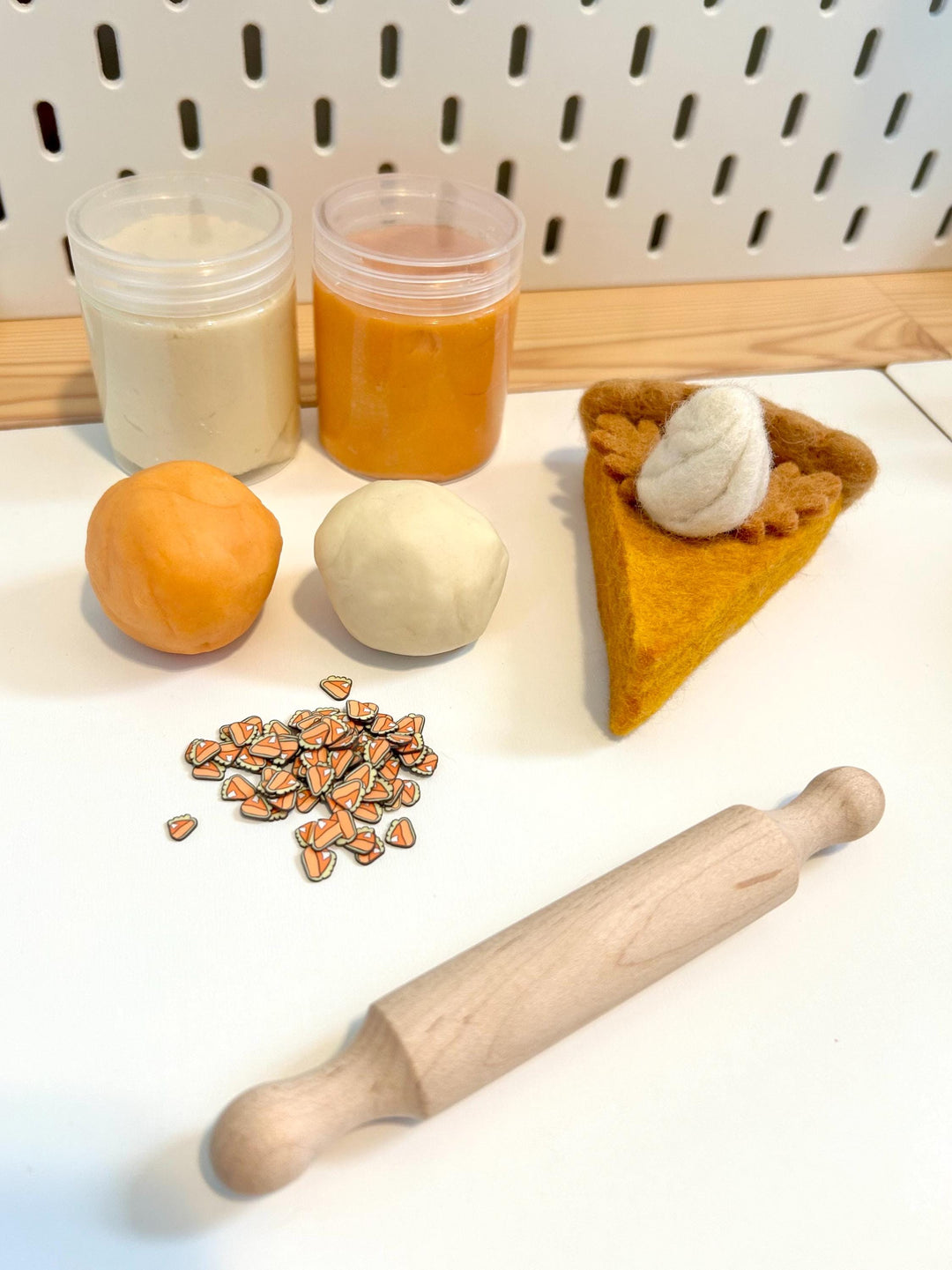 Candy Corn Fall-Themed Playdough Set | Autumn Sensory Dough Kit | Handmade Non-Toxic Playdough with Loose Parts | Montessori Play