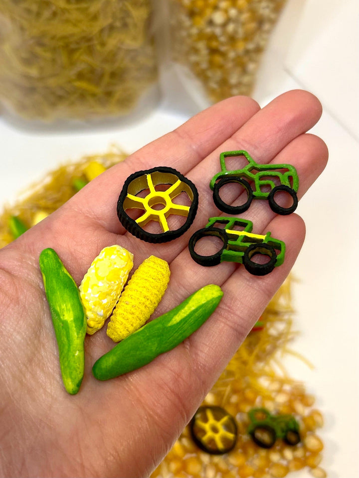 Tractor Sensory Filler Mix | Corn Maze Sensory Bin Filler | Hay Painted Pasta Sensory Play | Farm Loose Parts | Montessori Fall Themed Play