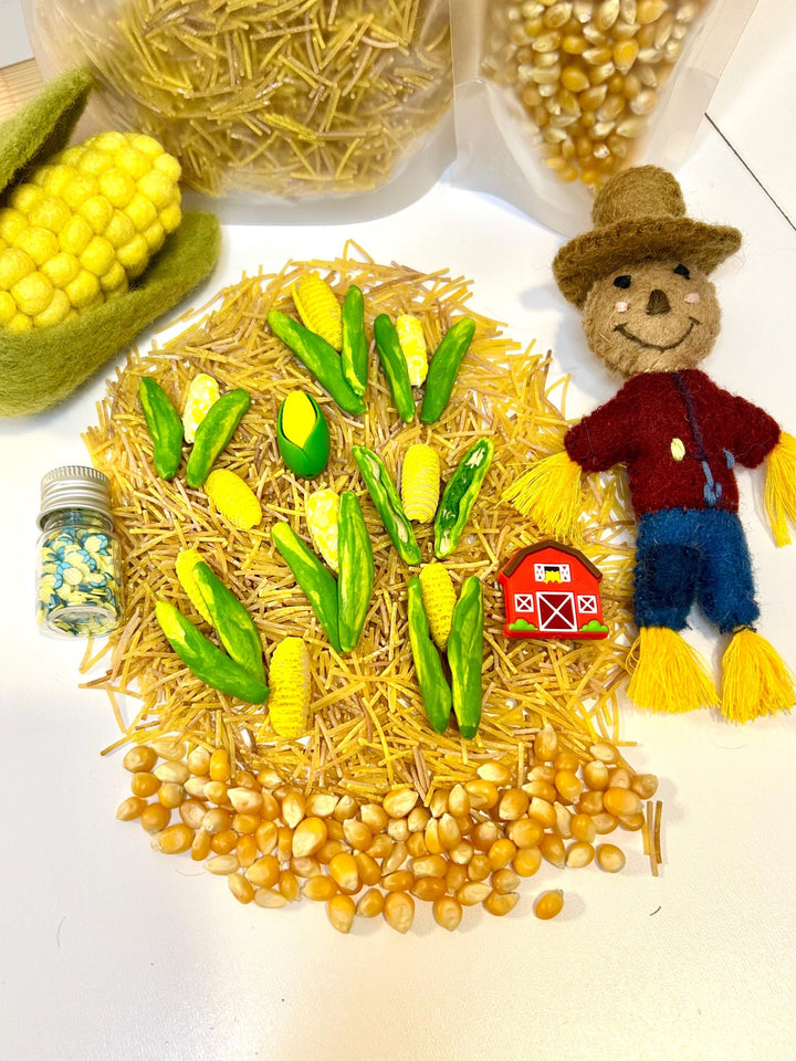 Corn Maze Sensory Bin Filler | Farm Sensory Filler Mix | Hay Pasta Corn Sensory Play | Tractor Loose Parts | Montessori Fall Themed Activity