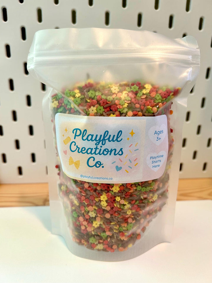 Falling Leaves Sensory Filler | Maple Leaf Play Mix | Fall Sensory Bin Filler | Autumn Tray | Montessori Sensory Setup | Hand-Painted Pasta