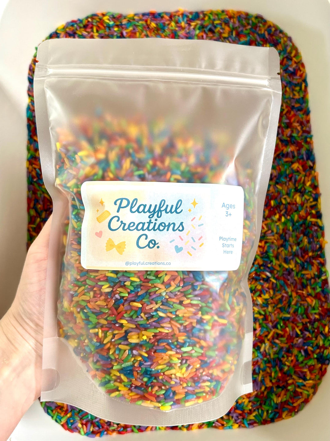 Rainbow Rice Sensory Bin Filler Mix | Colorful Dyed Rice for Montessori | Open-Ended Play – Bright Tuff Tray Filler | Calm Sensory Activity