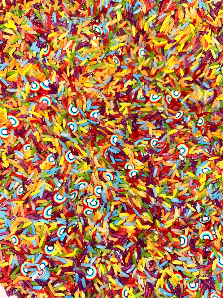 Create Your Own Rainbow Rice Kit for Sensory Bins | Playful Tuff Tray Setup | Brightly Painted Rice for Children | Colorful Homeschool Play