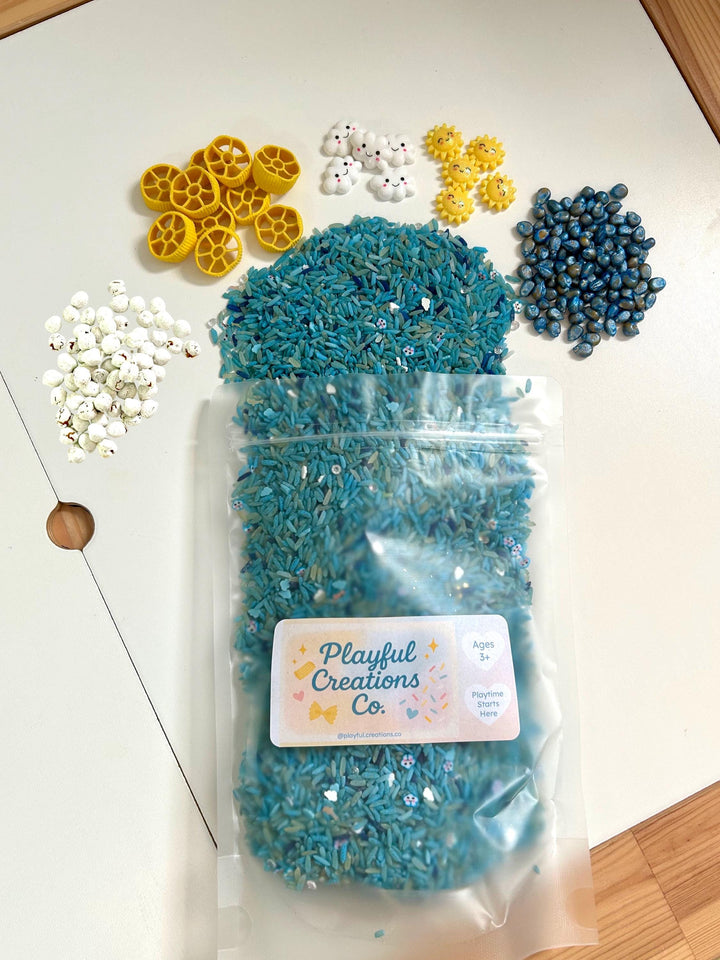 Sunny vs Stormy Weather Sensory Bin Mix | Lightning, Clouds, Rain and Sun Filler | Montessori Learning | Playtime Exploration for Preschool